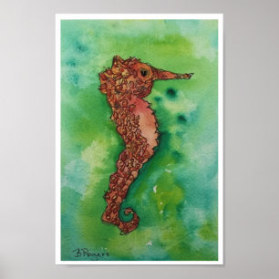 Póster Caballo de mar de oro 5x7