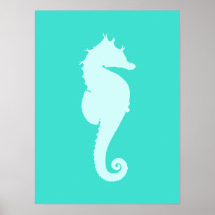 Póster Caballo de mar turquesa