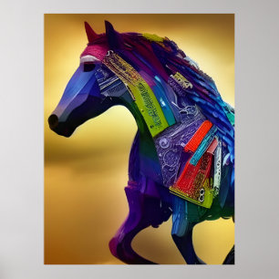 Póster Caballo de medios mixtos