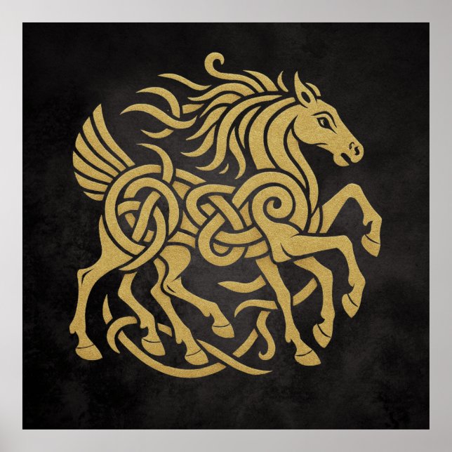 Póster Caballo de ocho patas Sleipnir Diseño de mitología (Frente)