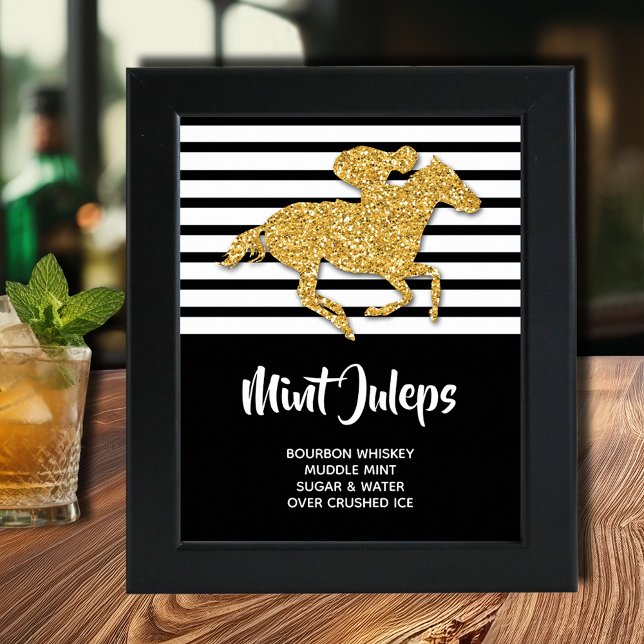 Póster Caballo de oro Derby Mint Juleps (Gold racehorse Derby Mint Juleps poster INSTANT DOWNLOAD and/or PRINTED, (frame not included))