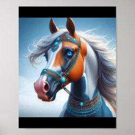 Póster Caballo de Pintura Árabe Ojos Azules