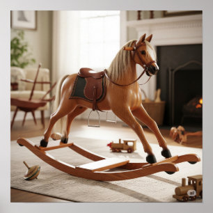 Póster Caballo de Rocking de Madera