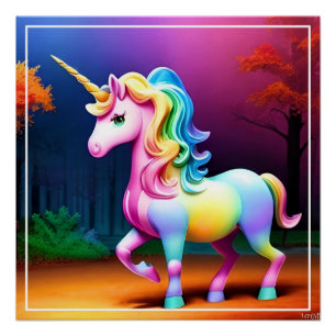Póster Caballo de unicornio blanco-37474
