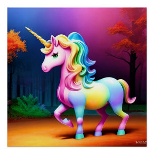 Póster Caballo de unicornio blanco-37474