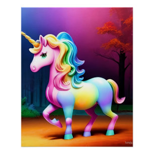 Póster Caballo de unicornio blanco-37474