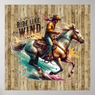 Póster Caballo de vaquero del oeste de Guay