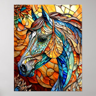 Póster Caballo de vidrio emplomado vibrante 25