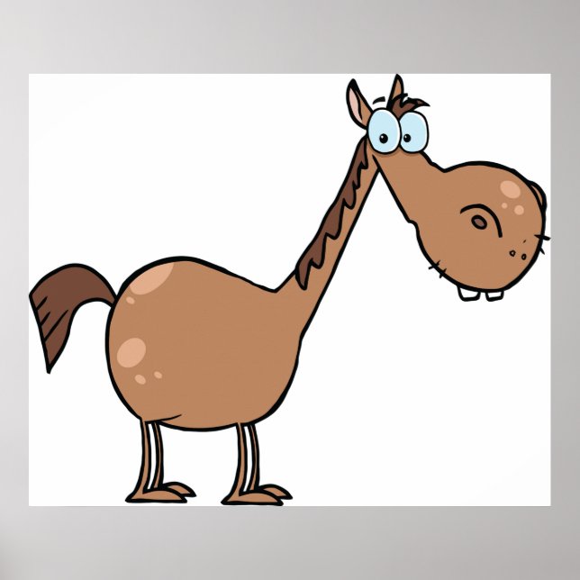 Póster Caballo Divertido Tonto Semental Marrón Divertido (Frente)