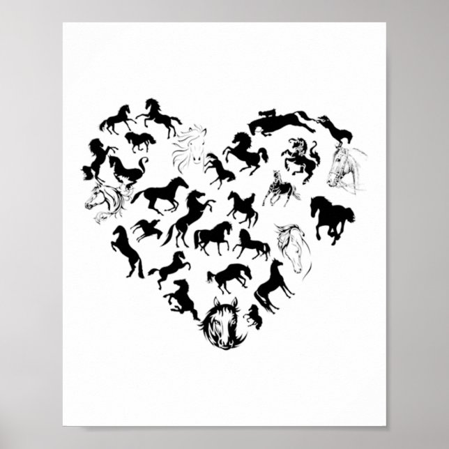 Póster Caballo Ecuestre Corazón de Caballo Caballo Hígado (Frente)