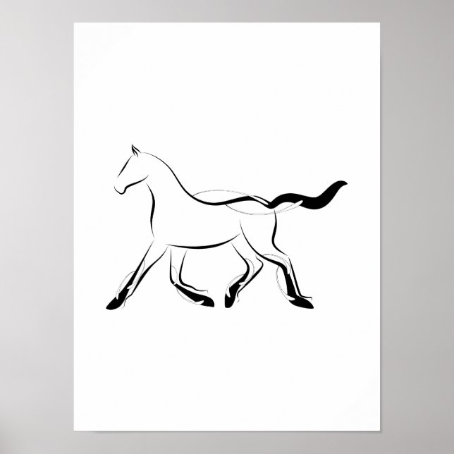 Póster Caballo elegante de color negro (Frente)