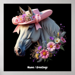 Póster Caballo elegante Gorra de Sol Rosa Derby de Mujere