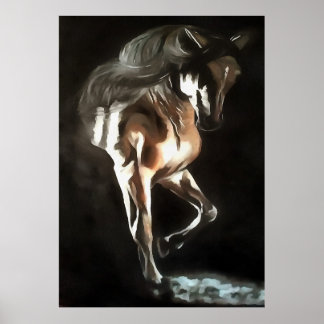 Póster Caballo En Marrón De Castaño Perenne En Negro
