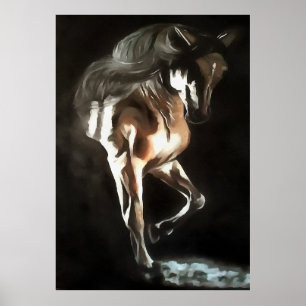 Póster Caballo En Marrón De Castaño Perenne En Negro