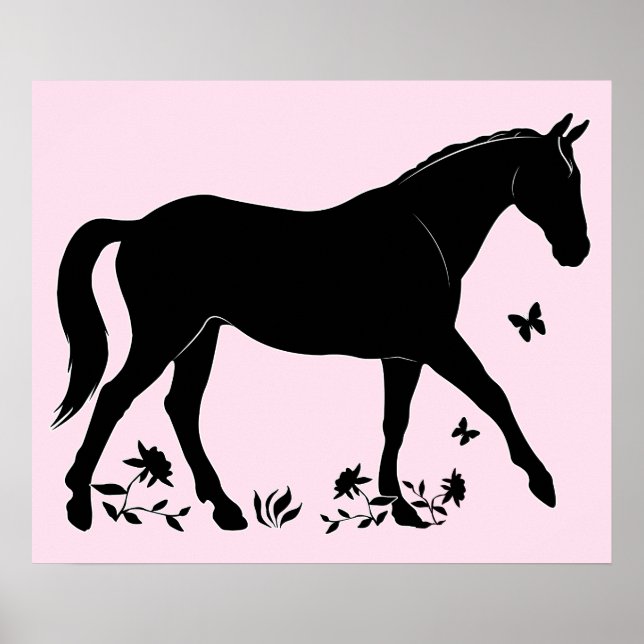 Póster Caballo en Silhouette (Frente)