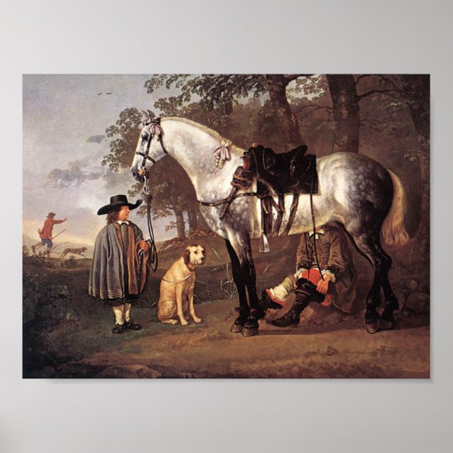 Póster Caballo en un paisaje Aelbert Cuyp (Frente)