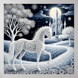 Póster Caballo Etéreo y Castillo Encantado