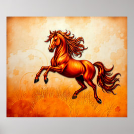 Póster Caballo Fiero Salta, Naranja Dorado, Grunge Artíst