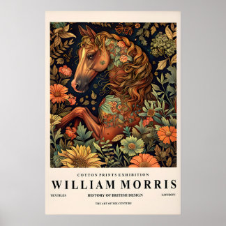 Póster Caballo floral oscuro de William Morris Cottagecor