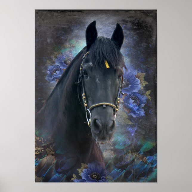 Póster Caballo Friesiano de Belleza Negra - Poster (Frente)