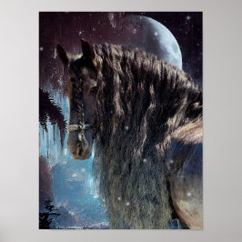 Póster Caballo Friesiano de Belleza Negra - Poster