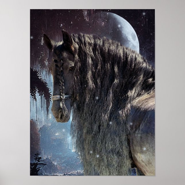 Póster Caballo Friesiano de Belleza Negra - Poster (Frente)