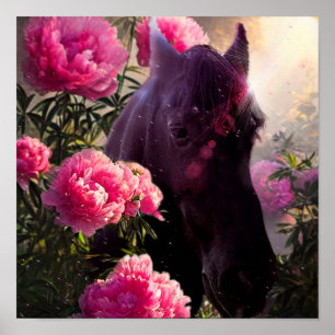 Póster Caballo Friesiano de Belleza Negra - Poster