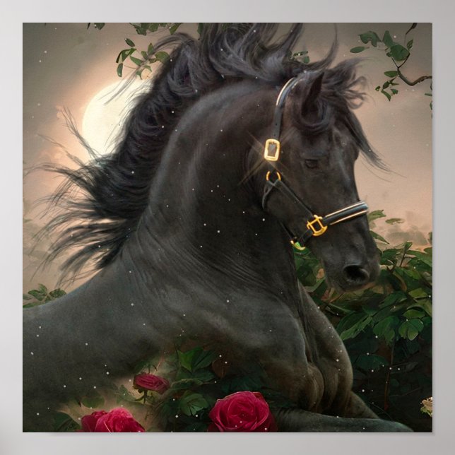 Póster Caballo Friesiano de Belleza Negra - Poster (Frente)