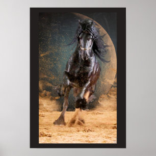 Póster Caballo Friesiano de Belleza Negra - Poster