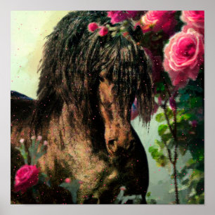 Póster Caballo Friesiano de Belleza Negra - Poster