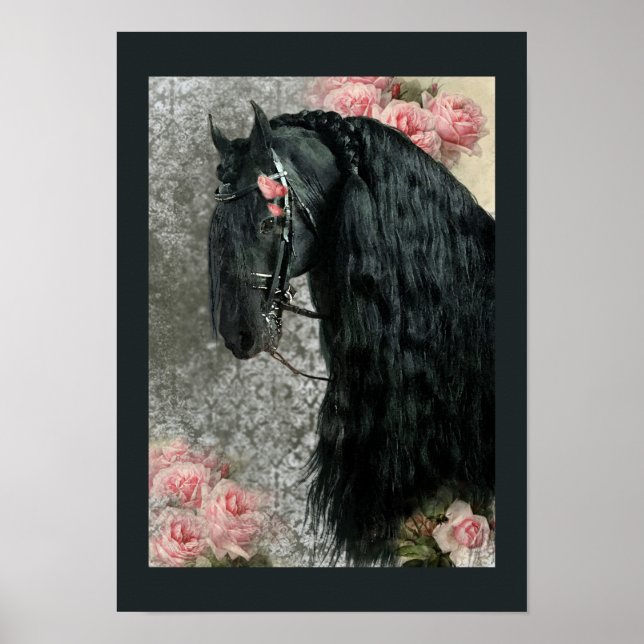 Póster Caballo Friesiano de Belleza Negra - Poster (Frente)
