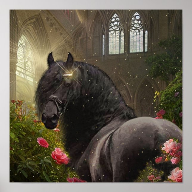Póster Caballo Friesiano de Belleza Negra - Poster (Frente)