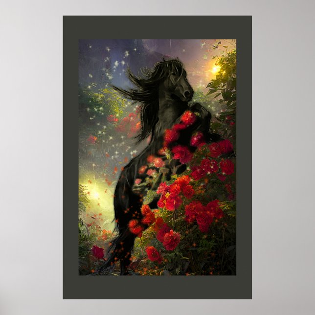 Póster Caballo Friesiano de Belleza Negra - Poster (Frente)