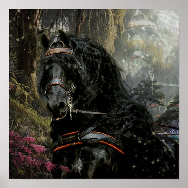 Póster Caballo Friesiano de Belleza Negra - Poster (Frente)