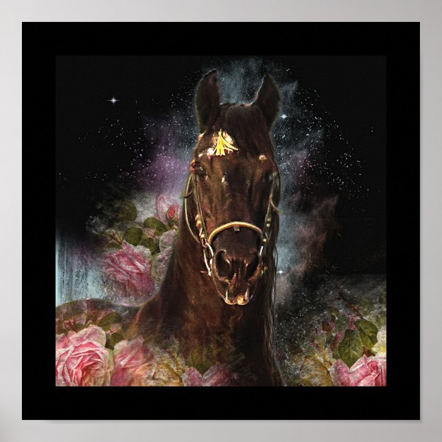 Póster Caballo Friesiano de Belleza Negra - Poster (Frente)