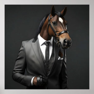 Póster Caballo gracioso en el traje