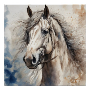 Póster Caballo gris no 1