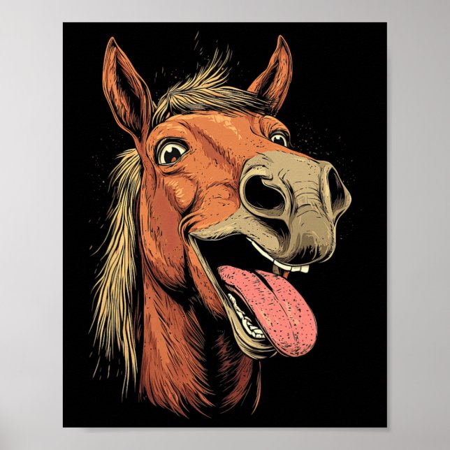 Póster Caballo Guay Con Caballos De Lengua En Caballo En  (Frente)