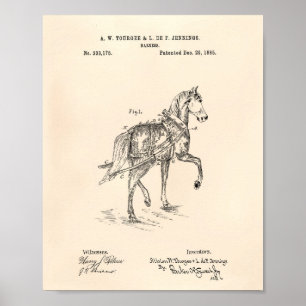 Póster Caballo Harness 1885 Patent Art Old Peper