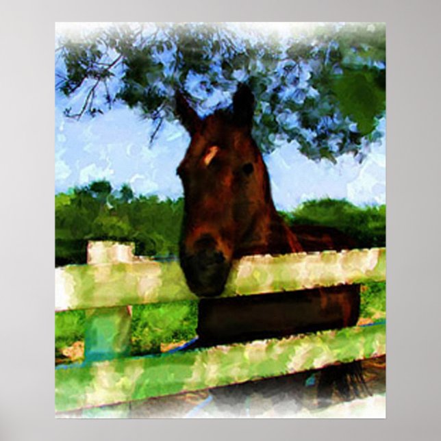 Póster Caballo Hola Acuarela (Frente)
