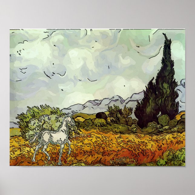 Póster Caballo, Homage Van Gogh (Frente)