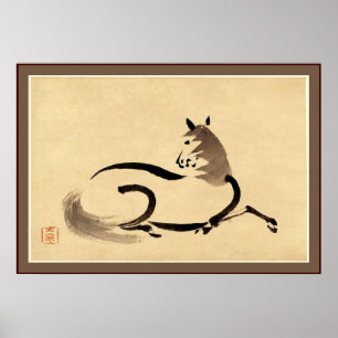 Póster Caballo ~ Japonés vintage