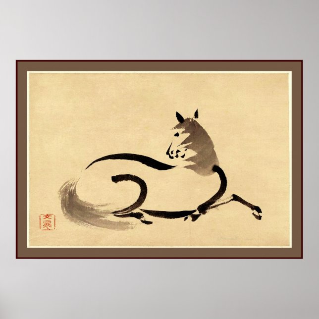 Póster Caballo ~ Japonés vintage (Frente)