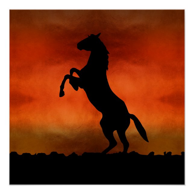 Póster Caballo Libre Al Atardecer (Anverso)