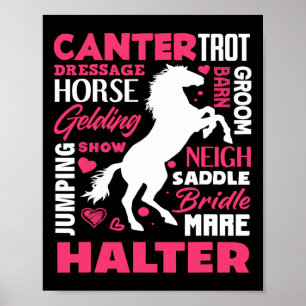 Póster Caballo lindo Chica Funny Caballo montando caball