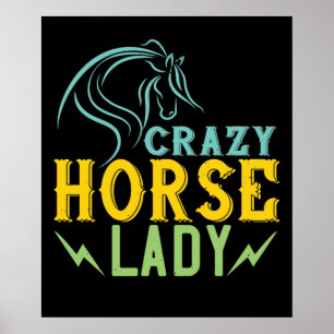 Póster Caballo - Loca dama de caballo