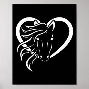 Póster Caballo Lover Heart Horseback Montando Cowgirl Occ