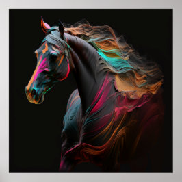 Póster Caballo mágico, colores abstractos, pared de impre