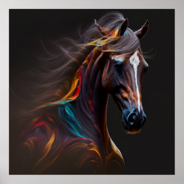 Póster Caballo mágico, colores abstractos, pared de impre