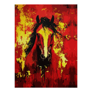 Póster Caballo Majestuoso – Espíritu Ardiente en Oro y Ro